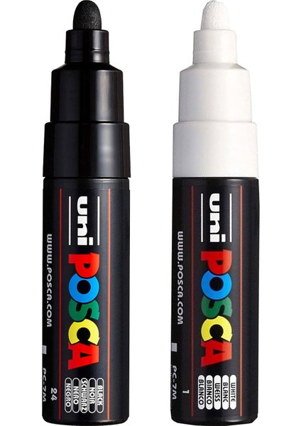 Uni Pc-7m Marker Sanat - Büyük Kurşun Ucu - 4,5-5,5 mm Uç - - Siyah ve Beyaz