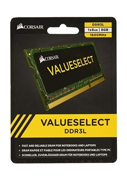 Value Select Sodımm 8gb (1X8GB) 1600MHZ CL16 1.35V Ddr3 Ram (CMSO8GX3M1CL1600C11) fiyatları