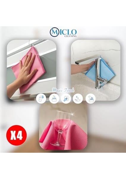 Cleanıng | Mikrofiber Süper Sihirli Bez, Kurulama Bezi, Iz Bırakmayan Bez, Mutfak, | 40X40CM | Cam ve Ayna Bezi | X4 Adet fiyatları
