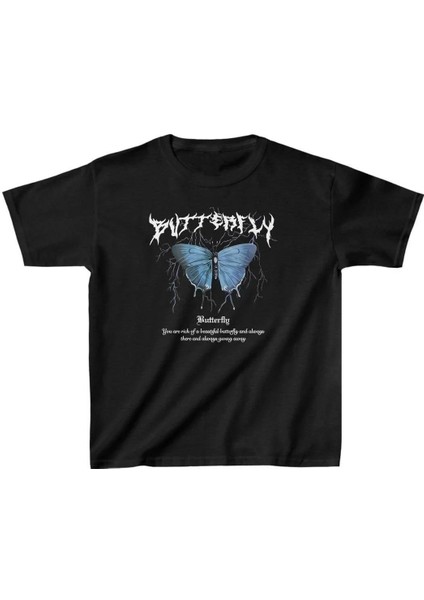 Çocuk Kız Baskılı T-Shirt - Siyah