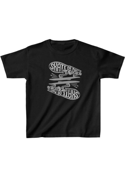 Unisex Çocuk Baskılı T-Shirt - Siyah