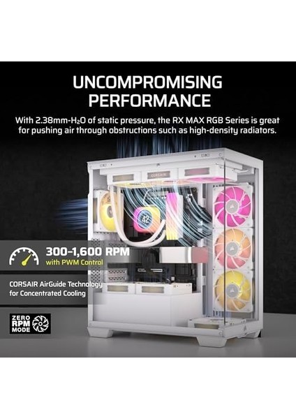 Icue Link RX140 Max Rgb 140 mm Pwm Kalın Fanlar Icue Link Sistem Hub ile - Yüksek Statik Basınç - Manyetik Kubbe Rulman - Ikili Paket - Beyaz modelleri