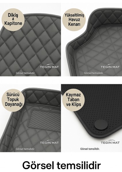 Volkswagen Golf 2005-2008 8d Araca Özel Havuzlu Suni Deri Paspas Gri (Tam Kaplama, 11 Mm, Kokusuz) indirimleri