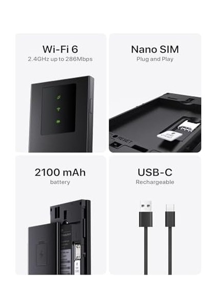 Mf3 Wifi Sabun, Sım 4g Lte Cat4, Kablosuz Wifi 6 AX300 Taşınabilir, Şarj Edilebilir Pil, Usb-C Bağlantı Noktası, Wpa3, Sım&apos;li Wifi Hotspot, Yapılandırmasız, Tak ve Çalıştır modelleri