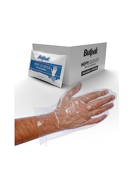Hdpe Iş Temizlik Tek Kullanımlık Şeffaf Eldiven/büyük Boy / 100 Adetlik 20 Paket - Koli modelleri