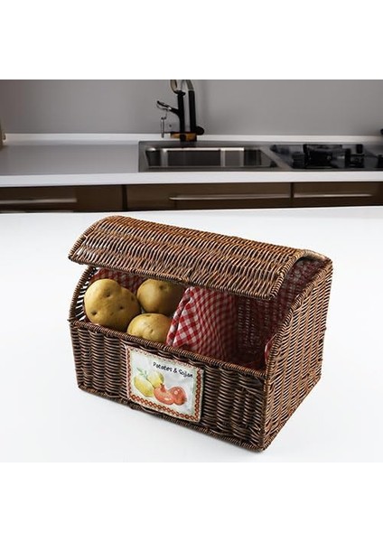 Wicker Serisi Hasır Örme Iki Bölmeli Patates/soğan Sepeti