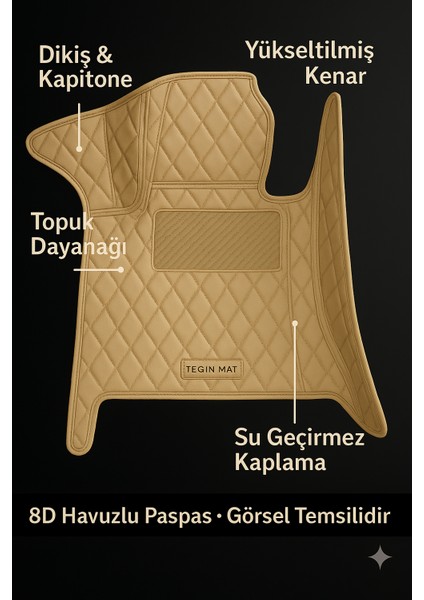 Honda Civic 2006-2011 Arası 8d Araca Özel Havuzlu Suni Deri Paspas Bej (Tam Kaplama, 11 Mm, Kokusuz) modelleri