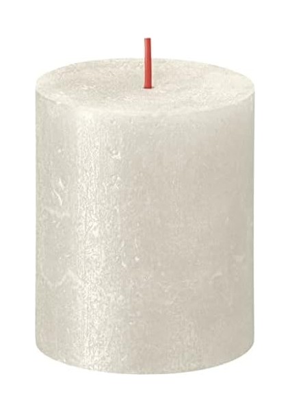 Blok Sütun Mum - Fildişi - Parıltılı - 35 Saat Uzun Yanma Süresi - Ev Mumları - Iç Dekorasyon - Kokusuz - Vegan Mum - Yağı Yok - 80 x 68 mm modelleri