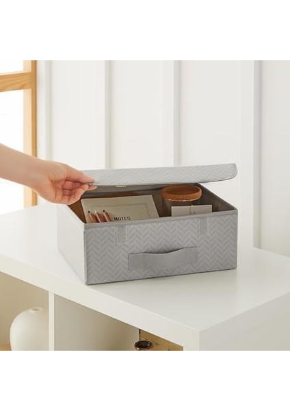 Textile 2&apos;li Gri Kapaklı Kutu Set 30 x 23 x 11 cm fiyatları