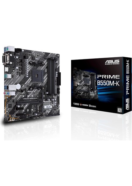 B550M-K Amd B550 Am4 Ddr4 4400 HDMI DVI VGA Çift M2 Usb3.2 Matx Pcıe 4.0 Ecc Ram Destekli Anakart