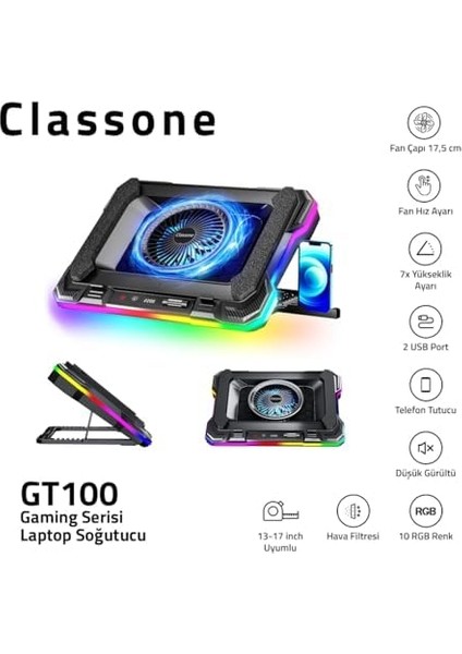 GT100 Gaming Laptop Sogutucu 2200RPM, Rgb Işıklı, LED Soğutucu modelleri