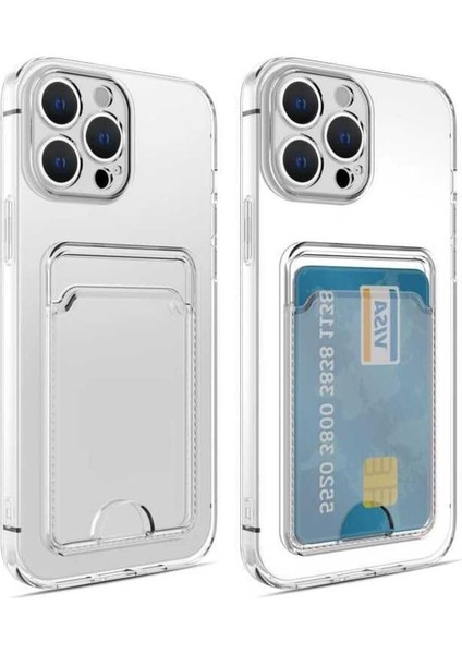Için Uyumlu 14 Pro Max Kılıf Kartlıklı Şeffaf Setra Clear Silikon Kapak Renksiz