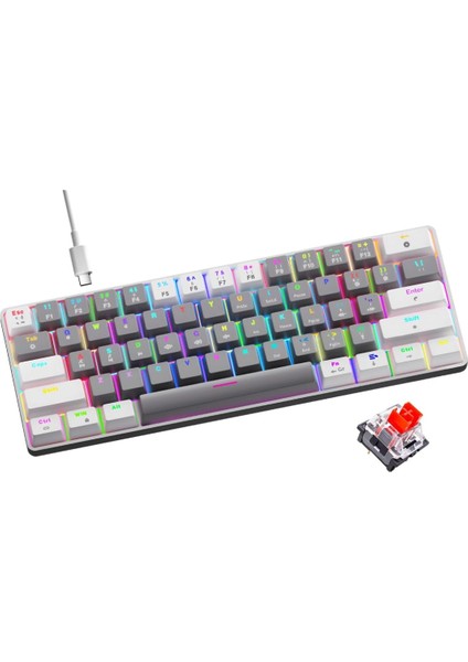 T60 Mekanik Oyuncu Klavyesi Red Switch Rgb LED Işıklı Kablolu Gaming Klavye