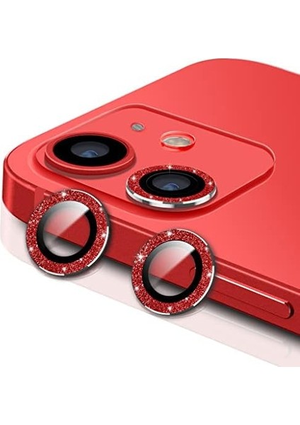 Iphone 11/11 Pro / 11 Pro Max / 12/12 Mini / 12 Pro Uyumlu Metal Parlak Simli Görünümlü Kamera Lens Temperli Kamera Kırılmaz Camı (Kırmızı) fiyatları