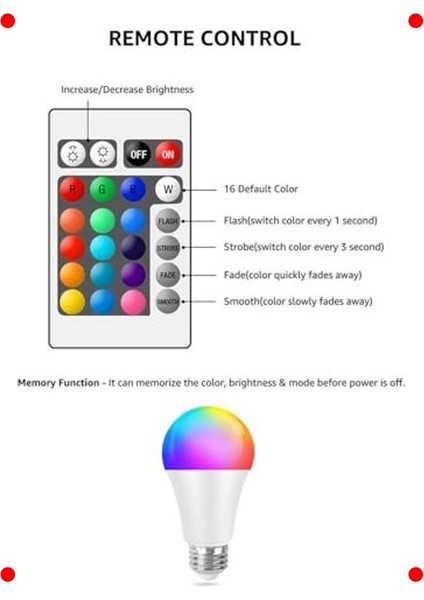 Uzaktan Kumandalı Rgb LED Ampul - 16 Renk, 9W fırsatları