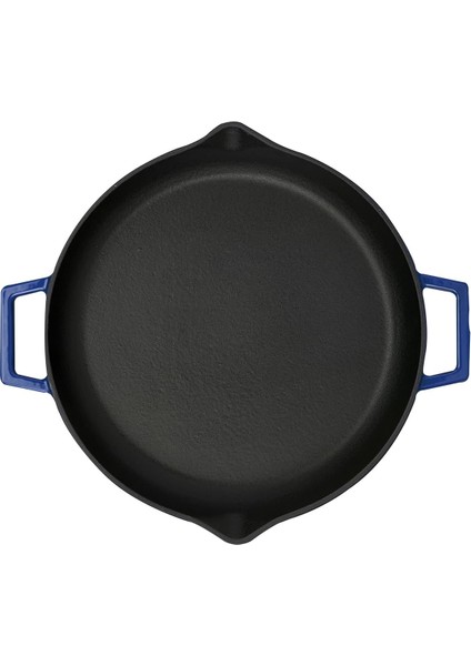 Metal Döküm Kızartma Tavası, Metal Kulplu, 26 Cm, Mavi