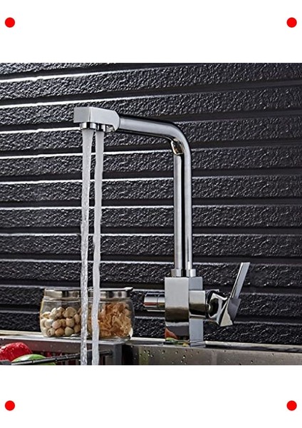 Kare Tasarım 3 Yollu Su Arıtma Çıkışlı Mutfak Bataryası