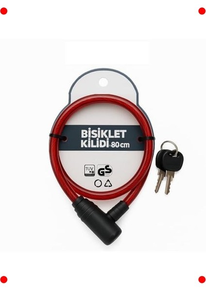 Yedek Anahtarlı Çelik Halat Bisiklet Kilidi 80 cm