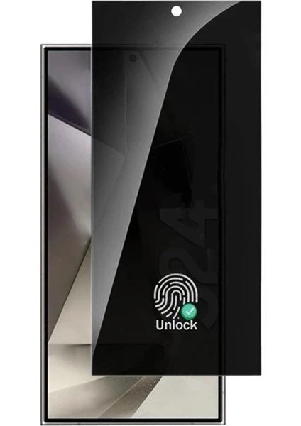 Galaxy S24 ile Uyumlu Ekran Koruma 0,18 mm Ultra Ince Hayalet Gizlilik Cam Hassas Parmak Izi Açma Özellikli Ultrasonic Unlock Ekranı Tam Kaplayan Ultrasocik Unlock