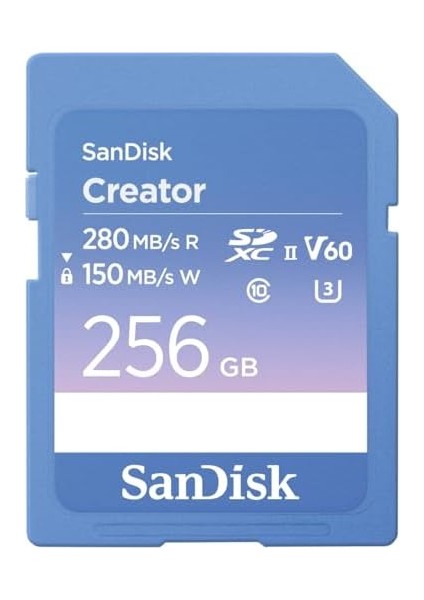 Creator Sdxc Uhs-Iı 256 GB Bellek Kartı, V60, 6k & 4K Uhd, Okuma Hızı, 280 Mb/s&apos;ye Kadar, Su ve Toza Dayanıklı, Rescuepro Deluxe, 10, U3, V60 fiyatları