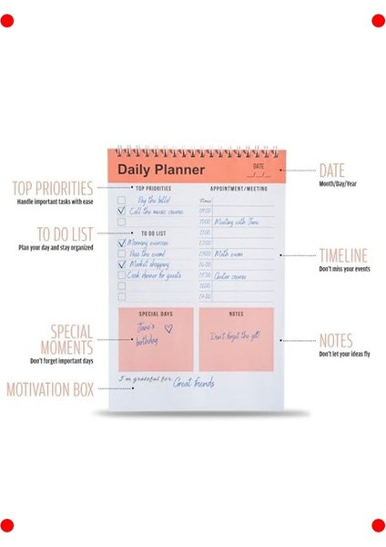 Günlük Planlayıcı Spiral Defter - Turuncu fiyatları