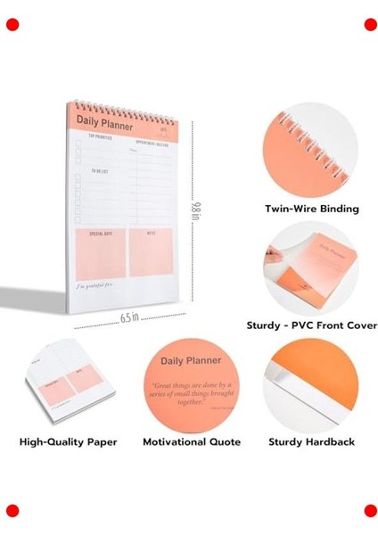 Günlük Planlayıcı Spiral Defter - Turuncu modelleri