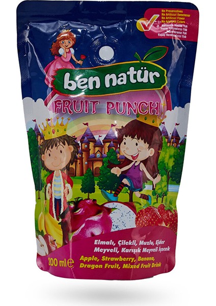 Fruit Punch Elmalı, Çilekli, Muzlu, Ejder Meyveli, Karışık Meyveli Içecek 200 ml 1 Adet
