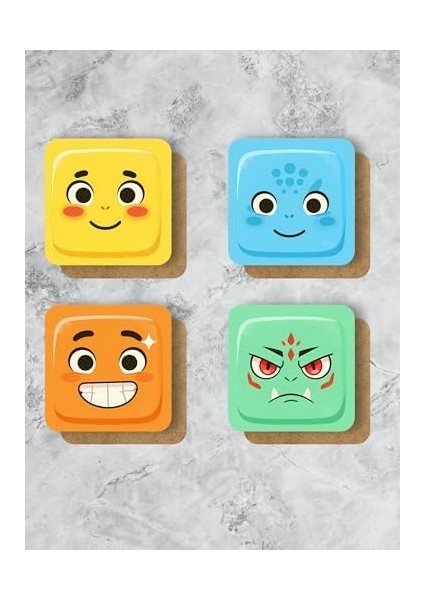 Pokemon Temalı Altlığı Ahşap Baskılı Altlık 4&apos;lü Set (9 X9CM) KARBONNM51 modelleri