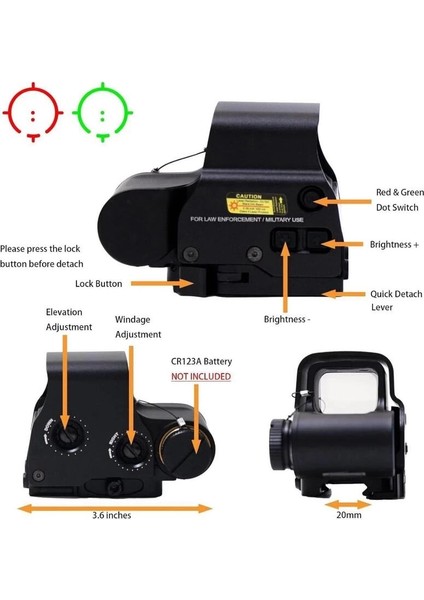 558G43 Xps2 Hedef Işaretleyici Red Dot Holografik Nişangâh, 5x Büyütmeli Setsiyah fiyatları