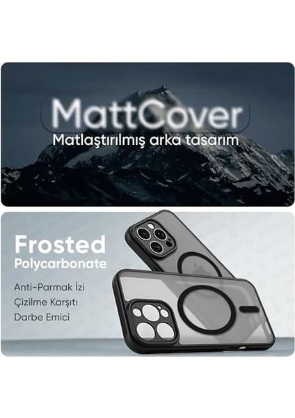 14 Pro Max ile Uyumlu Mattcover Serisi Arkası Mat Polikarbonat Kenarları Silikon ve Köşeleri Güçlendirilmiş Kamera Korumalı Ince Silikon Kılıf (Manyetik, 14 Pro Max) modelleri