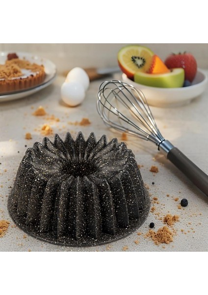 Thermo Döküm Gövdeli Keskin Kek Kalıbı 26CM, Dilimli ve Döküm, Siyah Granit Benekli Pişirme Kabı, Çıkarma, Dayanıklı Alaşım
