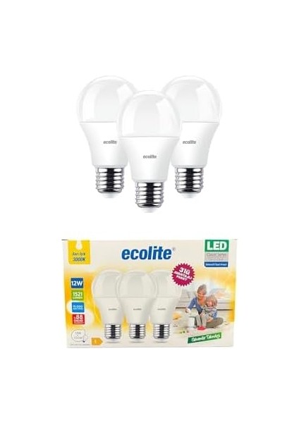 12W LED Ampul 3&apos;lü Paket – 1521 Lümen, 100W Eşdeğer, E27 Duy, 3000K Sarı Işık, Opal Cam,%88 Enerji Tasarrufu, 15000 Saat Ömür modelleri