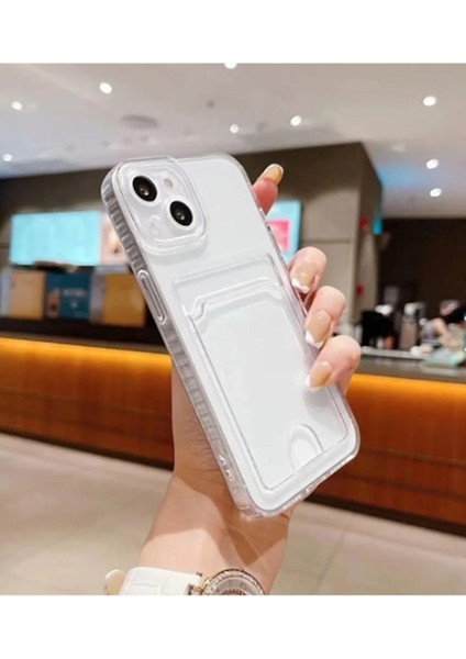 Go Aksesuar 15 ile Uyumlu Şeffaf Kartlıklı Kamera Korumali Esnek Silikon Kılıf