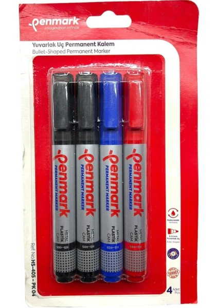 Permanent Marker Yuvarlak Uç 4&apos;lü Blister