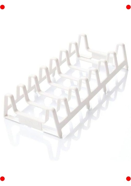 6 Bölmeli Çok Amaşlı Plastik Tabak Rafı - Mutfak (Beyaz)