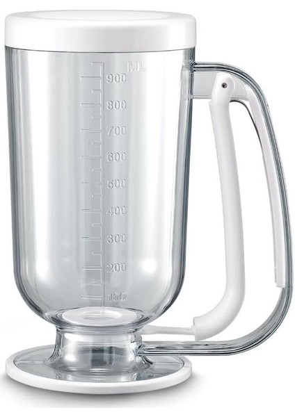 Pratik Ölçekli Hamur Porsiyonlayıcı Aparat Pankek Kek Dağıtıcı Ölçülü Krema Akıtma Dökme Aleti (Beyaz)