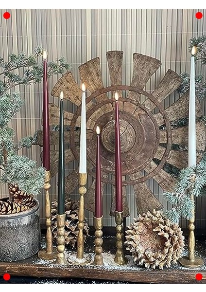 Bordo Renk LED Mum Ikili Set - Gerçekçi Alev - 38 cm fiyatları