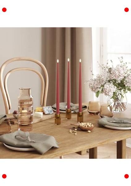 Bordo Renk LED Mum Ikili Set - Gerçekçi Alev - 38 cm fırsatları