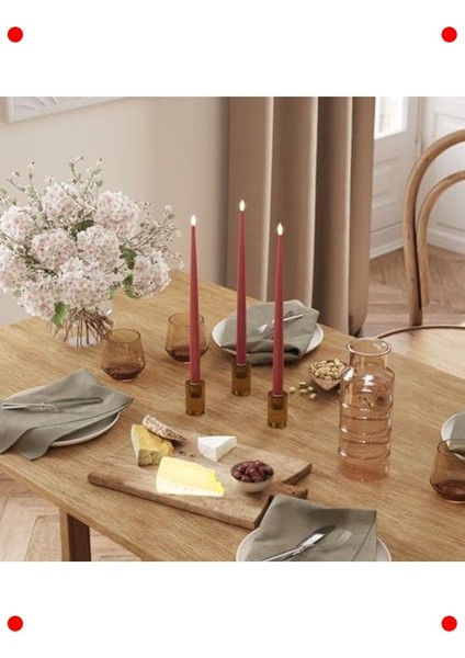 Bordo Renk LED Mum Ikili Set - Gerçekçi Alev - 38 cm indirimleri