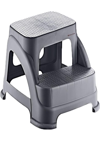 Iki Basamaklı Kaymaz Büyük Boy Tabure - 120 kg Taşıma Kapasiteli - Basamaklı Tabure - Sert Plastik