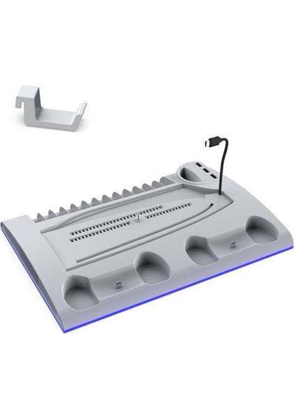 TP5-3570 Ps5 Soğutucu Organizatör 2 Fanlı Stand Kol Şarj Edici Stand 3 USB Hub Kulaklık Platstation Standı fiyatları