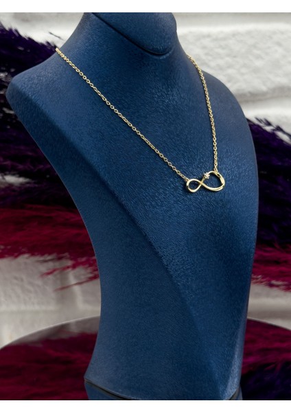 925 Ayar Gümüş Gold Renk Sonsuzluk Modeli Zarif Kadın Kolye fiyatları