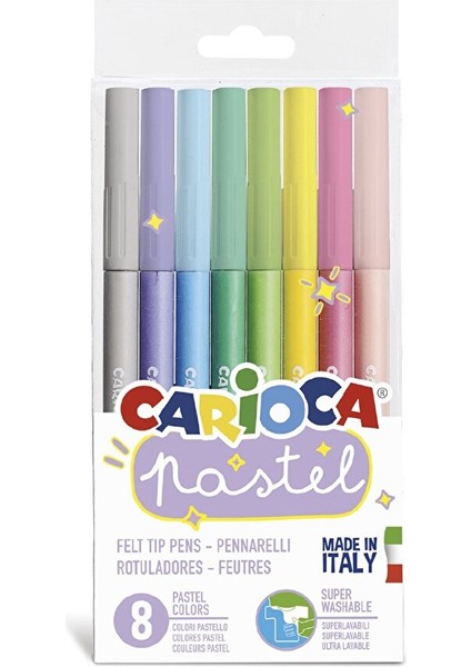 Pastel Yıkanabilir Keçeli Boya Kalemi 8'li 1 Adet