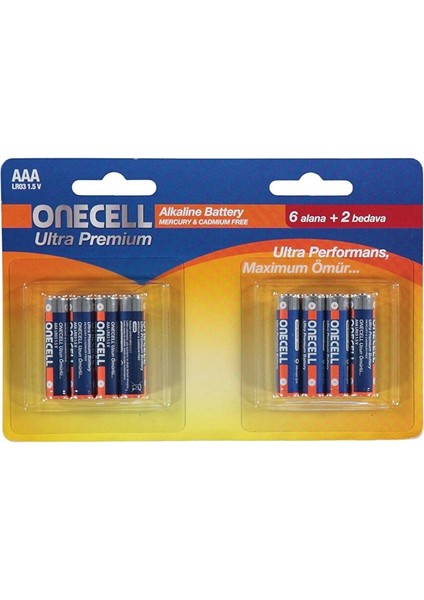 Ultra Premium Alkalin Aaa Boy Pil 8li 1 Adet