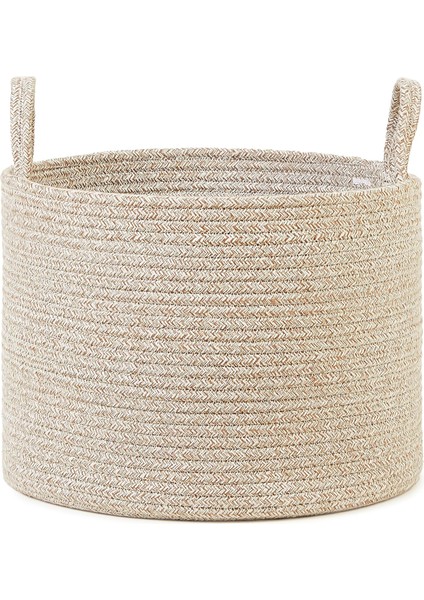Textile Bej Kırçıllı Pamuklu Halat Sepet 35 x 27 cm