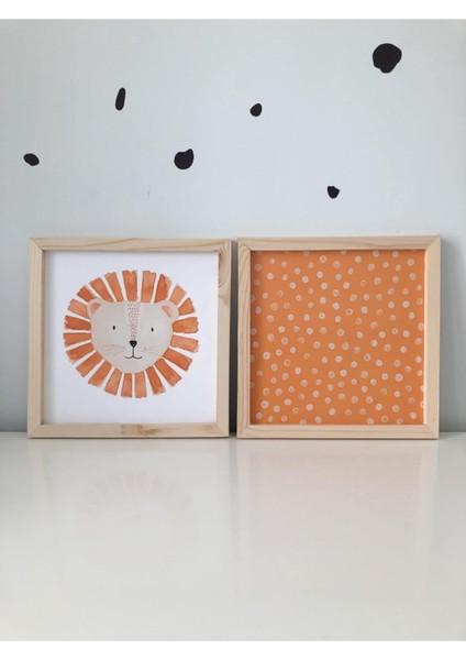 Çocuk Odası Aslan Temalı Çerçeveli Set Tek Ebat HDYNKPKPY-00053