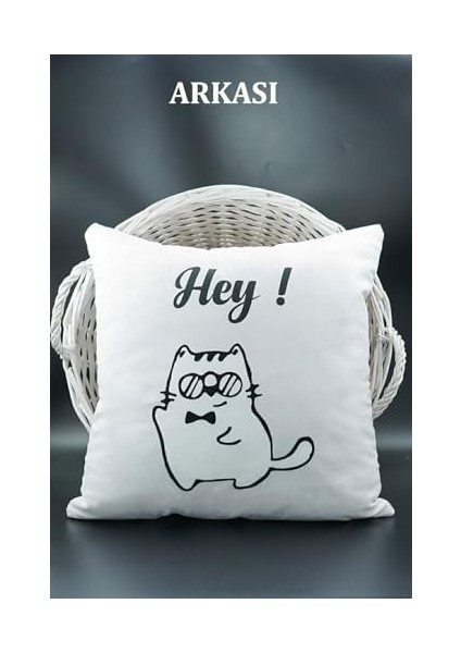 Harfli Kırlent Kılıfı Kadife 43X43 cm Çift Taraflı F Harfi Kedi Desenli Evlilik Teklifi Doğum Günü fiyatları