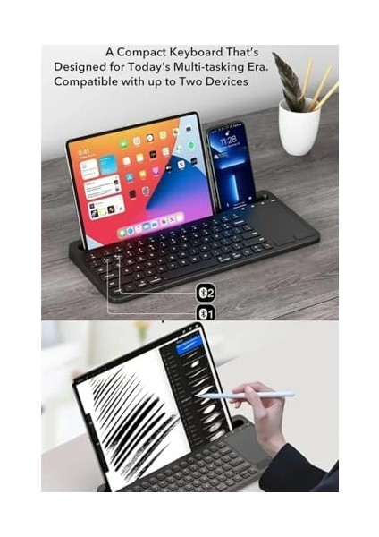 Şarjlı Klavye Bağlantı iPad Pro ile Uyumlu 12.9 Uyumlu Hızlı ve Kablosuz Bağlantı Tablet ve Telefon ile Kullan Türkçe Q Klavye ZR731 modelleri