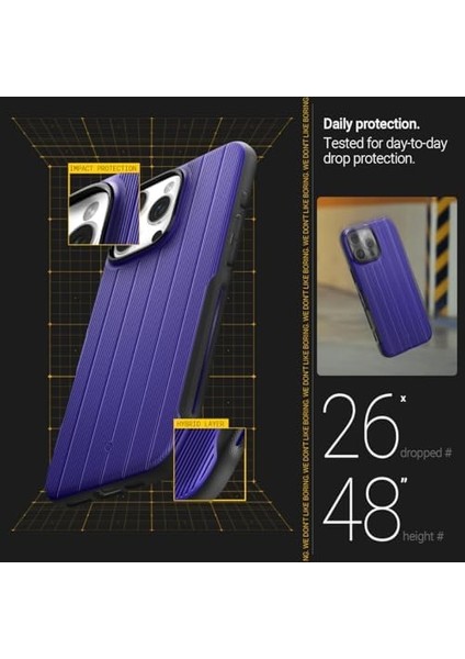 16 Pro Max Magsafe Kılıf Dual Grip Mag Hava Kanalı Teknolojisi™ Askeri Sınıf Koruma Braided Blue Dokulu Yüzey Kapak - ACS08050 fiyatları