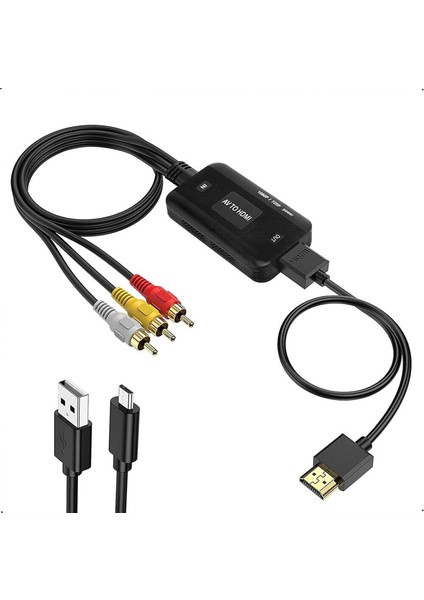 Rca - HDMI Dönüştürücü, Av&apos;den Hdmı&apos;a Dönüştürücü, Rca Kablosu ve HDMI Kablosu ile Birlikte, Pal ve Ntsc Desteği, Kompozit Video Ses Dönüştürücü Adaptör, Oyun Konsolları ve Tv&apos;ler Için